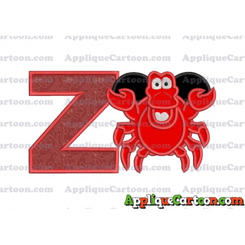 Sebastian The Little Mermaid Applique Embroidery Design With Alphabet Z