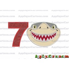 Sharky Baby Shark Head Applique Embroidery Design Birthday Number 7