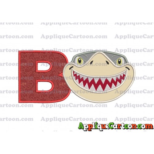 Sharky Baby Shark Head Applique Embroidery Design With Alphabet B
