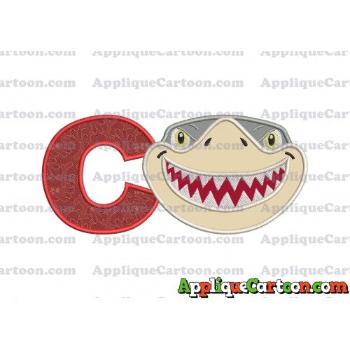 Sharky Baby Shark Head Applique Embroidery Design With Alphabet C