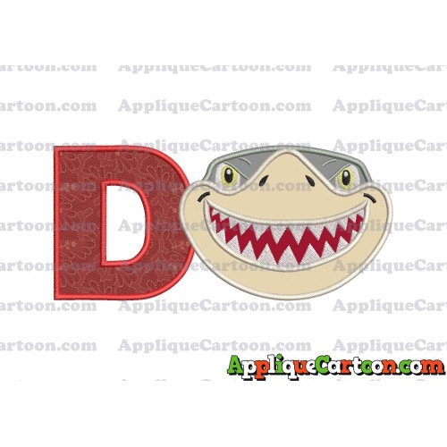 Sharky Baby Shark Head Applique Embroidery Design With Alphabet D