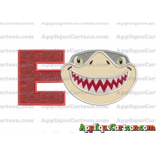 Sharky Baby Shark Head Applique Embroidery Design With Alphabet E
