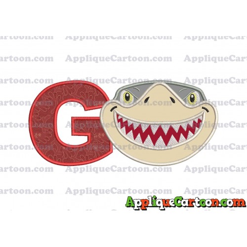 Sharky Baby Shark Head Applique Embroidery Design With Alphabet G