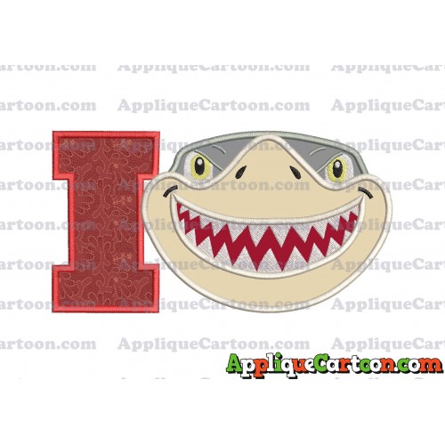 Sharky Baby Shark Head Applique Embroidery Design With Alphabet I