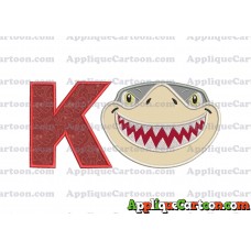 Sharky Baby Shark Head Applique Embroidery Design With Alphabet K