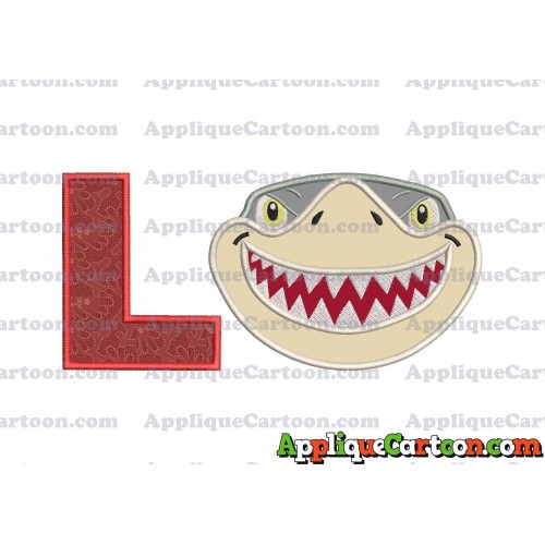 Sharky Baby Shark Head Applique Embroidery Design With Alphabet L