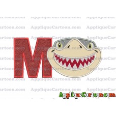 Sharky Baby Shark Head Applique Embroidery Design With Alphabet M