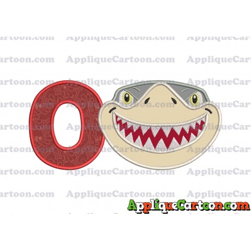 Sharky Baby Shark Head Applique Embroidery Design With Alphabet O