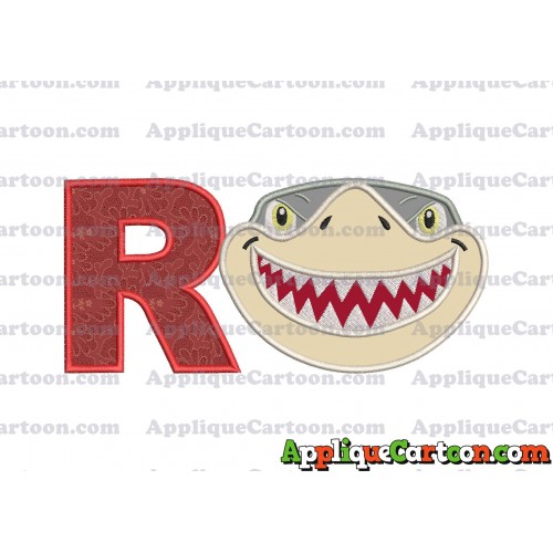 Sharky Baby Shark Head Applique Embroidery Design With Alphabet R