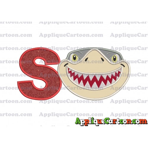Sharky Baby Shark Head Applique Embroidery Design With Alphabet S