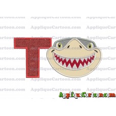 Sharky Baby Shark Head Applique Embroidery Design With Alphabet T
