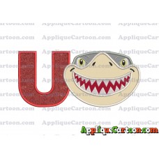 Sharky Baby Shark Head Applique Embroidery Design With Alphabet U
