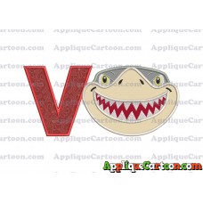 Sharky Baby Shark Head Applique Embroidery Design With Alphabet V