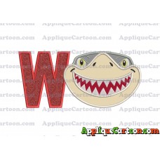 Sharky Baby Shark Head Applique Embroidery Design With Alphabet W