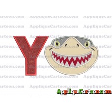 Sharky Baby Shark Head Applique Embroidery Design With Alphabet Y