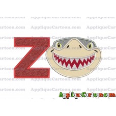Sharky Baby Shark Head Applique Embroidery Design With Alphabet Z
