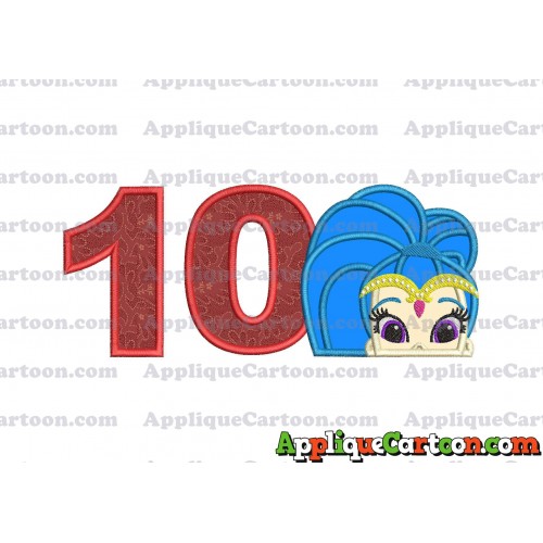 Shimmer and Shine Applique 01 Embroidery Design Birthday Number 10