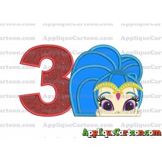 Shimmer and Shine Applique 01 Embroidery Design Birthday Number 3