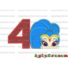 Shimmer and Shine Applique 01 Embroidery Design Birthday Number 4