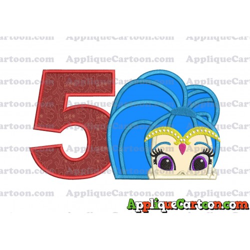 Shimmer and Shine Applique 01 Embroidery Design Birthday Number 5