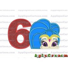 Shimmer and Shine Applique 01 Embroidery Design Birthday Number 6