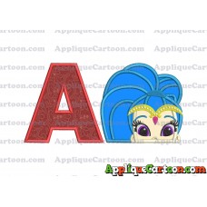 Shimmer and Shine Applique 01 Embroidery Design With Alphabet A