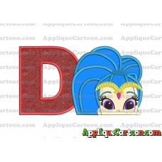 Shimmer and Shine Applique 01 Embroidery Design With Alphabet D