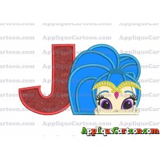 Shimmer and Shine Applique 01 Embroidery Design With Alphabet J