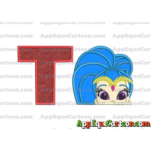 Shimmer and Shine Applique 01 Embroidery Design With Alphabet T