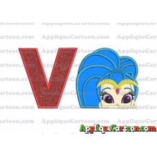 Shimmer and Shine Applique 01 Embroidery Design With Alphabet V