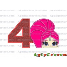 Shimmer and Shine Applique 02 Embroidery Design Birthday Number 4