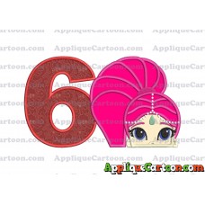 Shimmer and Shine Applique 02 Embroidery Design Birthday Number 6
