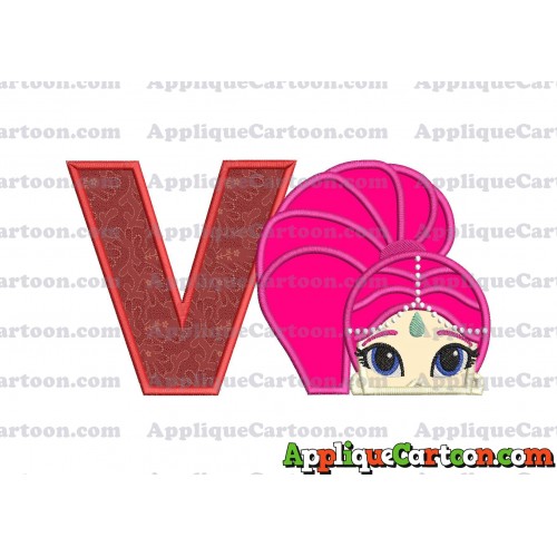 Shimmer and Shine Applique 02 Embroidery Design With Alphabet V