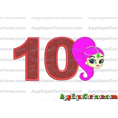 Shimmer and Shine Applique 03 Embroidery Design Birthday Number 10