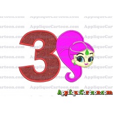 Shimmer and Shine Applique 03 Embroidery Design Birthday Number 3