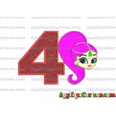Shimmer and Shine Applique 03 Embroidery Design Birthday Number 4