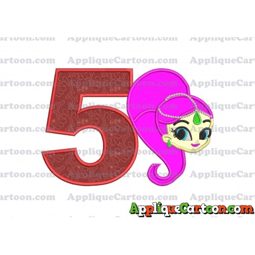 Shimmer and Shine Applique 03 Embroidery Design Birthday Number 5