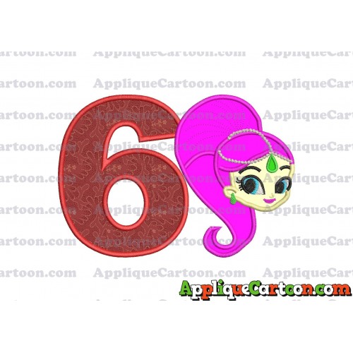 Shimmer and Shine Applique 03 Embroidery Design Birthday Number 6