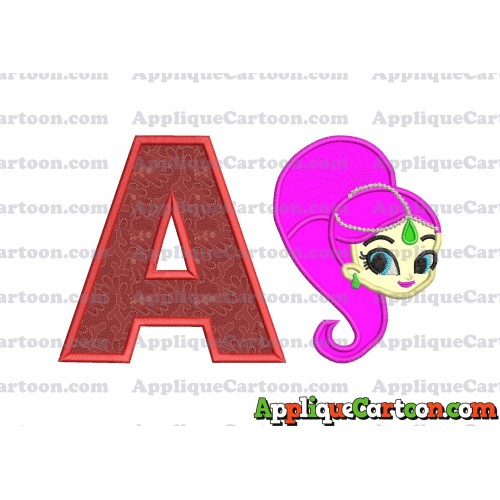 Shimmer and Shine Applique 03 Embroidery Design With Alphabet A