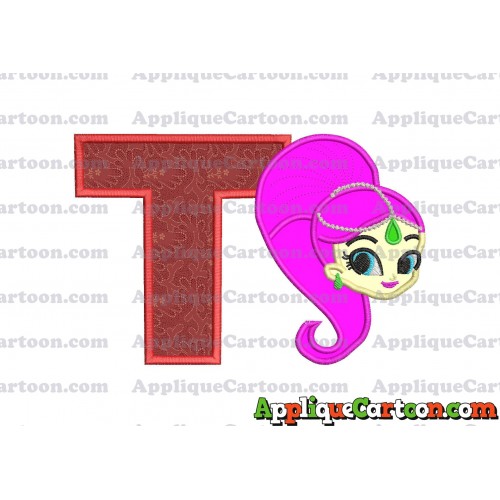 Shimmer and Shine Applique 03 Embroidery Design With Alphabet T