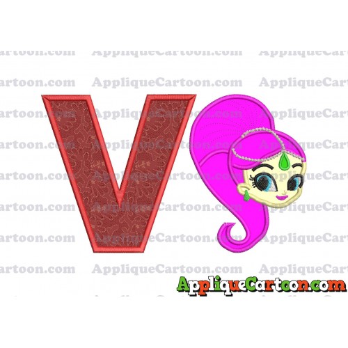 Shimmer and Shine Applique 03 Embroidery Design With Alphabet V
