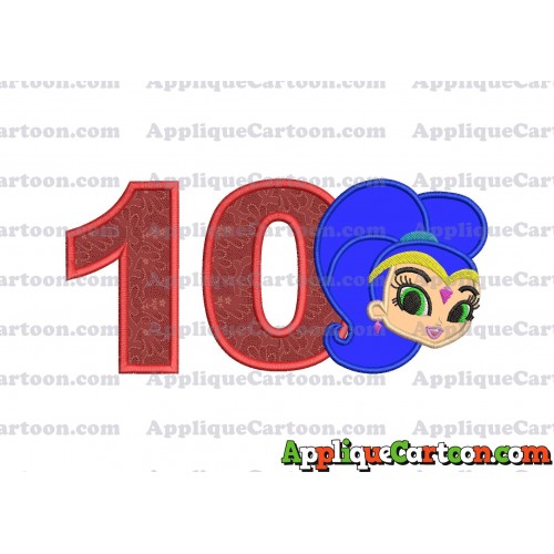 Shimmer and Shine Applique 04 Embroidery Design Birthday Number 10
