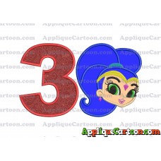 Shimmer and Shine Applique 04 Embroidery Design Birthday Number 3