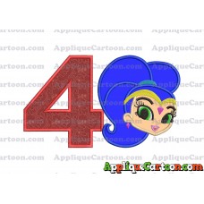 Shimmer and Shine Applique 04 Embroidery Design Birthday Number 4