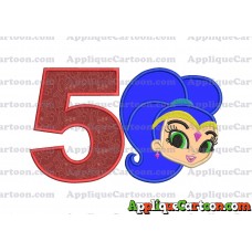 Shimmer and Shine Applique 04 Embroidery Design Birthday Number 5