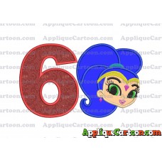 Shimmer and Shine Applique 04 Embroidery Design Birthday Number 6