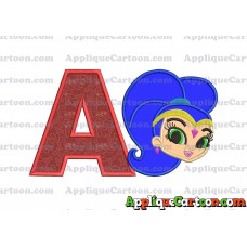 Shimmer and Shine Applique 04 Embroidery Design With Alphabet A