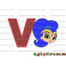 Shimmer and Shine Applique 04 Embroidery Design With Alphabet V