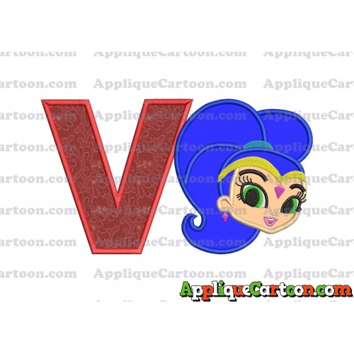 Shimmer and Shine Applique 04 Embroidery Design With Alphabet V