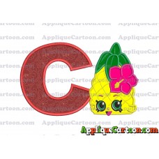 Shopkins Pineapple Head Applique Embroidery Design With Alphabet C